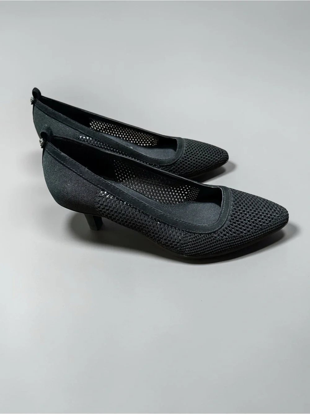 Anne Klein Black Pointed Knit Slip-On Flats - Picture 4 of 8